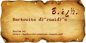 Berkovits Ézsaiás névjegykártya